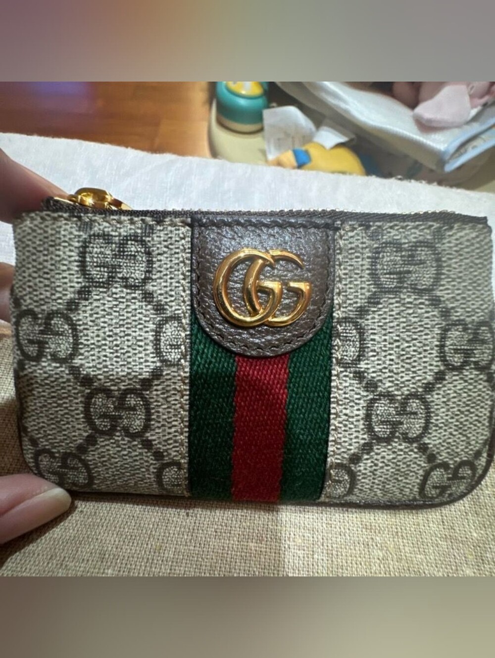 Gucci Ophidia GG Supreme Canvas Zip Key Pouch